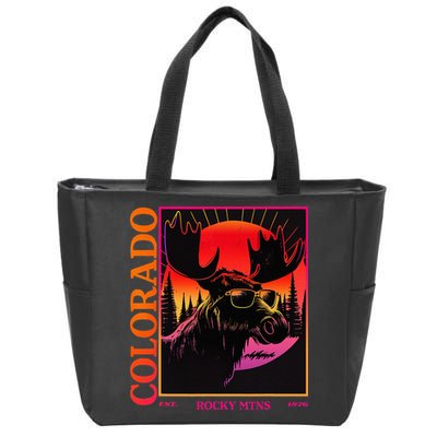 Colorado Mountain Moose Retro Vintage 80s Elk Colorado Zip Tote Bag