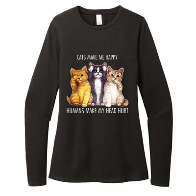 Cats Make Me Happy Humans Make My Head Hurt Womens CVC Long Sleeve Shirt