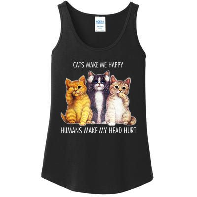 Cats Make Me Happy Humans Make My Head Hurt Ladies Essential Tank