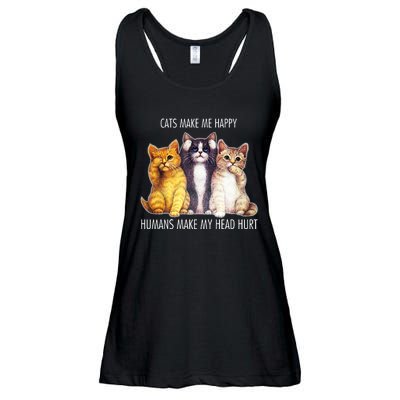 Cats Make Me Happy Humans Make My Head Hurt Ladies Essential Flowy Tank