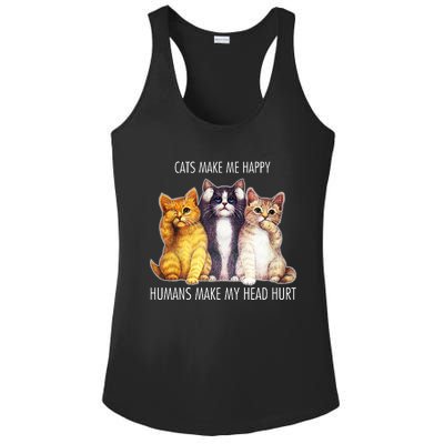 Cats Make Me Happy Humans Make My Head Hurt Ladies PosiCharge Competitor Racerback Tank