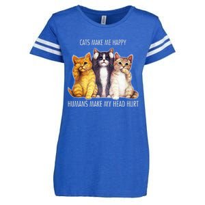 Cats Make Me Happy Humans Make My Head Hurt Enza Ladies Jersey Football T-Shirt