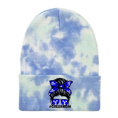 Cheer Mother Mama Parents Gift Cheerleading Mom Messy Bun Cute Gift Tie Dye 12in Knit Beanie