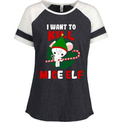 Christmas Mouse Mice Elf Funny Gift Enza Ladies Jersey Colorblock Tee