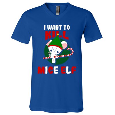 Christmas Mouse Mice Elf Funny Gift V-Neck T-Shirt