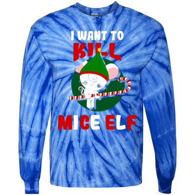 Christmas Mouse Mice Elf Funny Gift Tie-Dye Long Sleeve Shirt