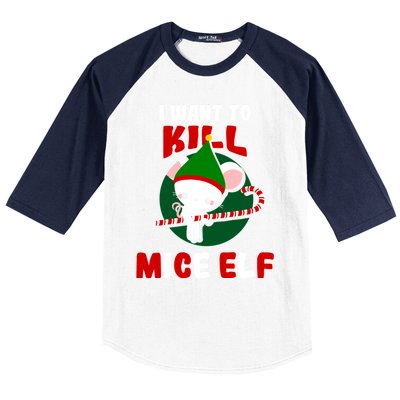 Christmas Mouse Mice Elf Funny Gift Baseball Sleeve Shirt