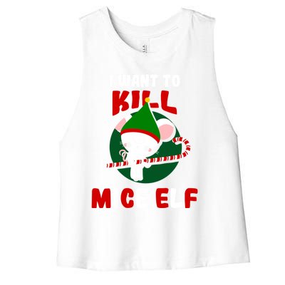 Christmas Mouse Mice Elf Funny Gift Women's Racerback Cropped Tank