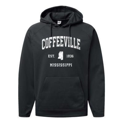 Coffeeville Mississippi Ms Vintage Athletic Performance Fleece Hoodie