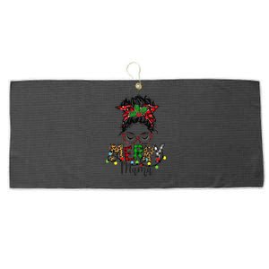 Christmas Merry Mama Messy Bun Hair Christmas Large Microfiber Waffle Golf Towel