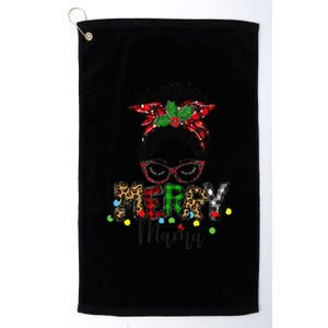 Christmas Merry Mama Messy Bun Hair Christmas Platinum Collection Golf Towel