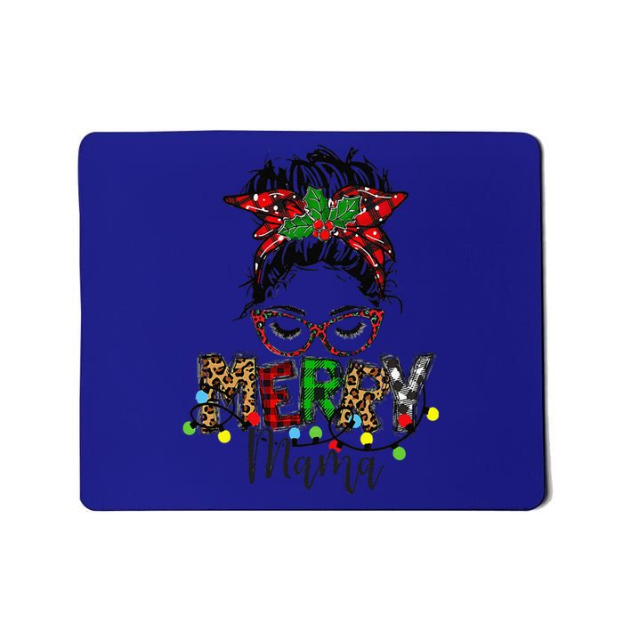 Christmas Merry Mama Messy Bun Hair Christmas Mousepad