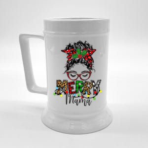 Christmas Merry Mama Messy Bun Hair Christmas Beer Stein