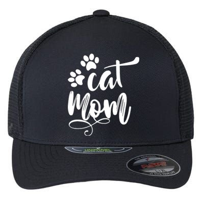 Cat Mom Mama Women Funny Retro Clothes Paw Flexfit Unipanel Trucker Cap