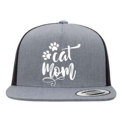 Cat Mom Mama Women Funny Retro Clothes Paw Flat Bill Trucker Hat