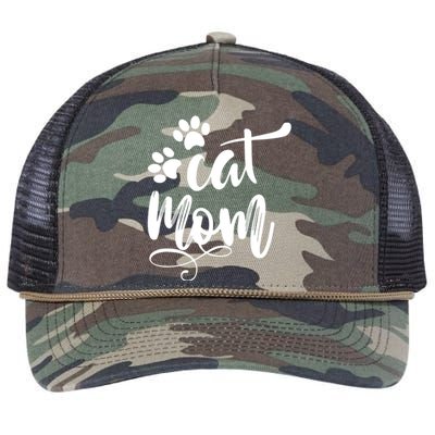 Cat Mom Mama Women Funny Retro Clothes Paw Retro Rope Trucker Hat Cap