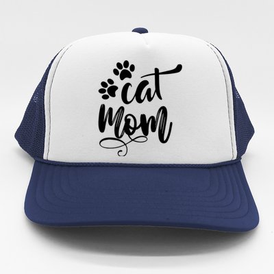 Cat Mom Mama Women Funny Retro Clothes Paw Trucker Hat