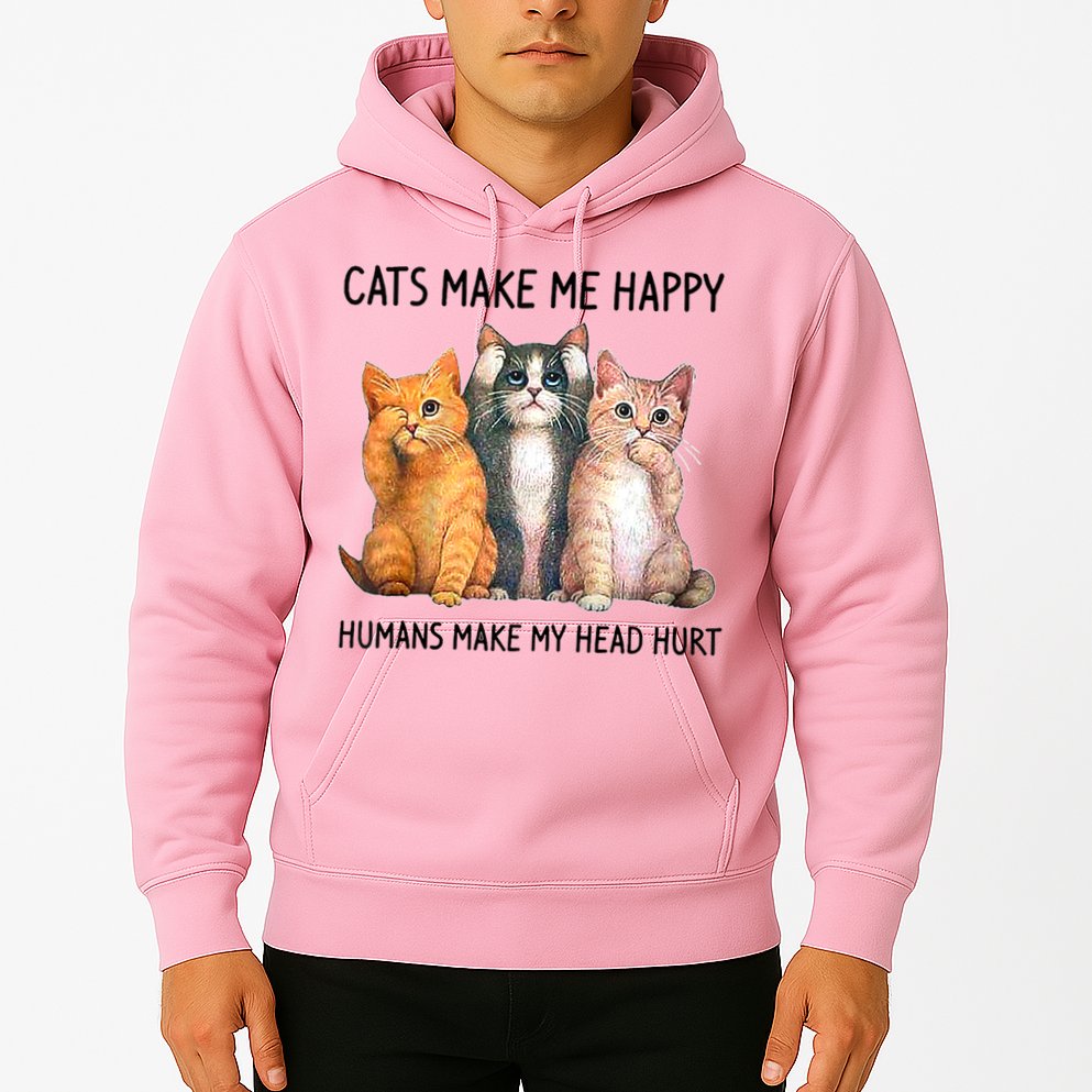 Cats Make Me Happy Humans Make My Head Hurt Gift Cat Lovers Hoodie