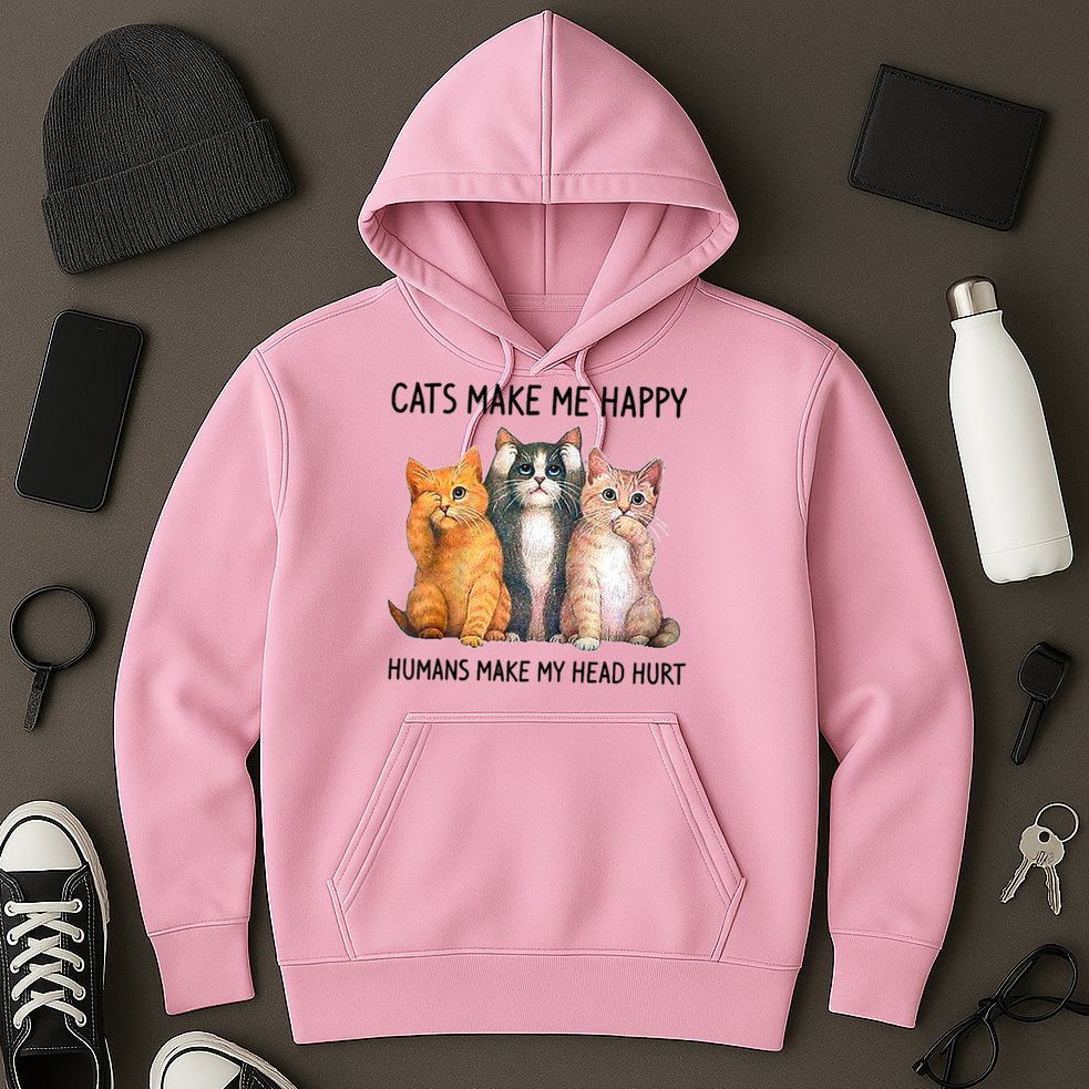 Cats Make Me Happy Humans Make My Head Hurt Gift Cat Lovers Hoodie
