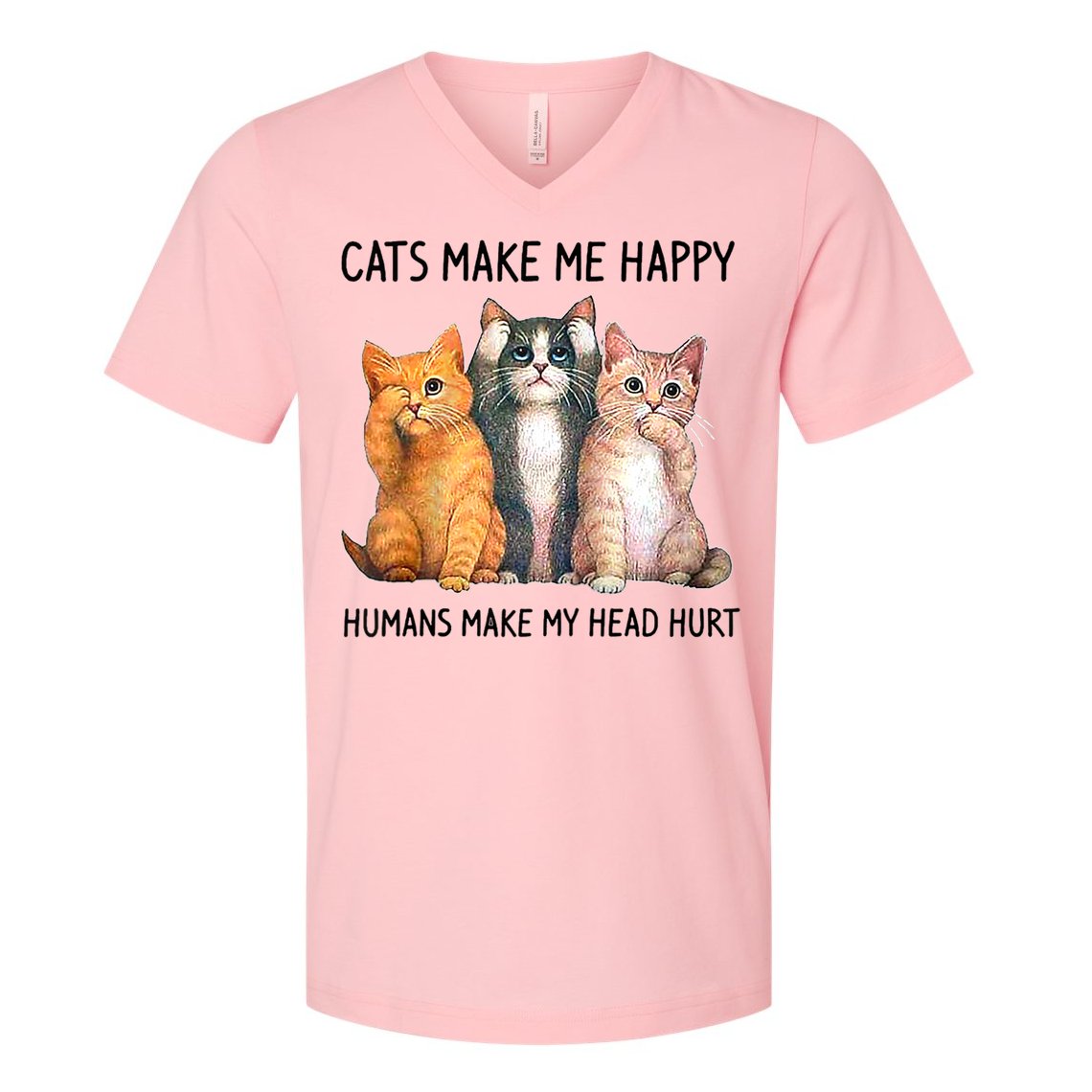 Cats Make Me Happy Humans Make My Head Hurt Gift Cat Lovers V-Neck T-Shirt