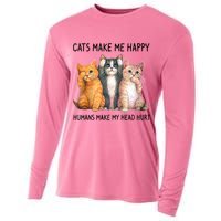 Cats Make Me Happy Humans Make My Head Hurt Gift Cat Lovers Cooling Performance Long Sleeve Crew