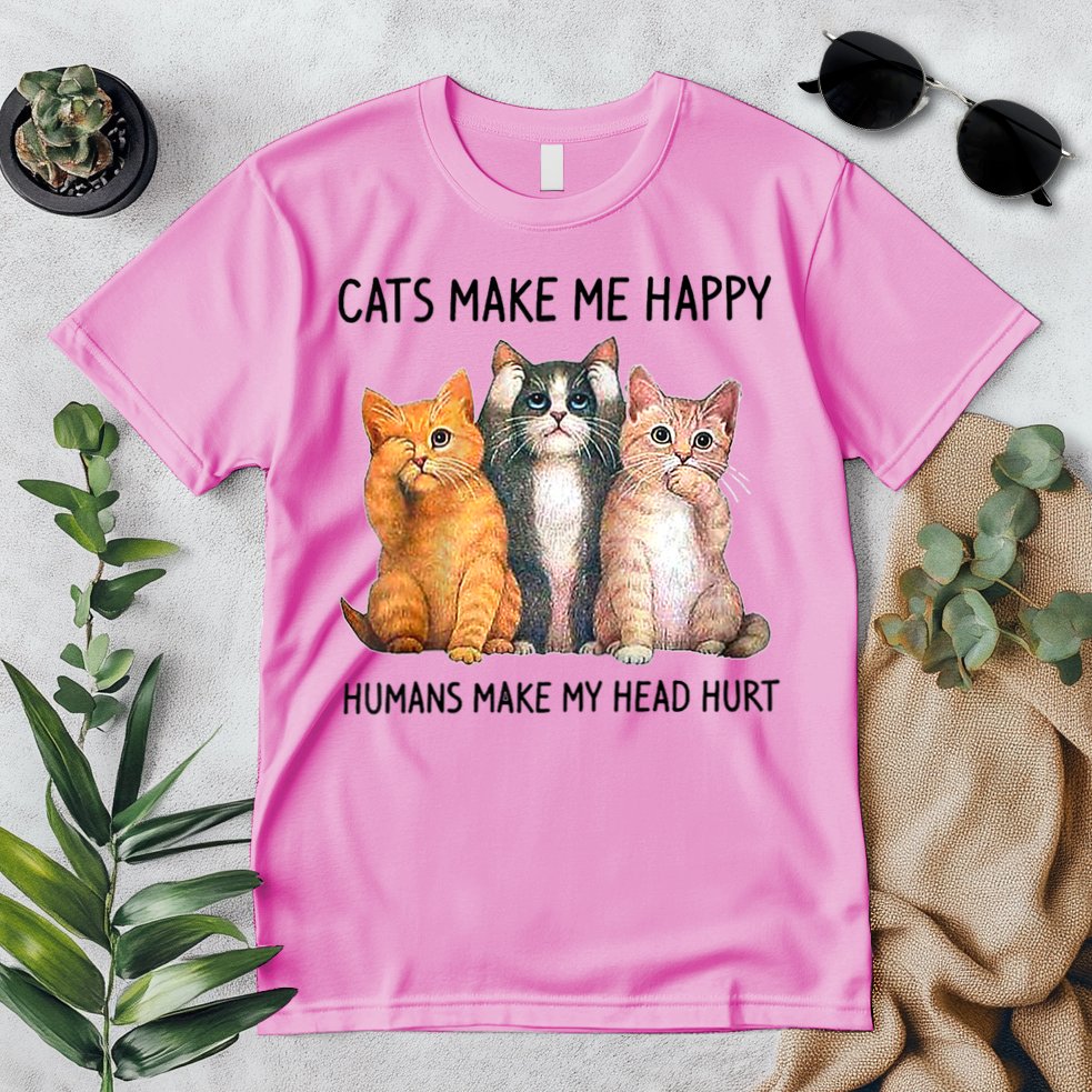 Cats Make Me Happy Humans Make My Head Hurt Gift Cat Lovers Premium T-Shirt