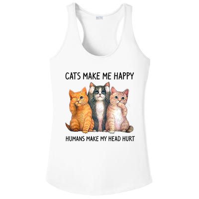 Cats Make Me Happy Humans Make My Head Hurt Gift Cat Lovers Ladies PosiCharge Competitor Racerback Tank