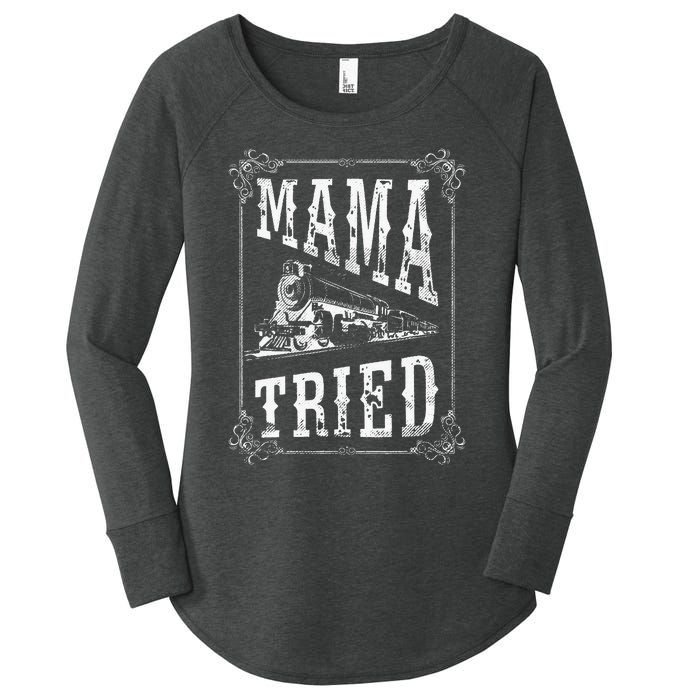 Country Music Mama Tried Redneck Outlaw Western Vintage Women's Perfect Tri Tunic Long Sleeve Shirt