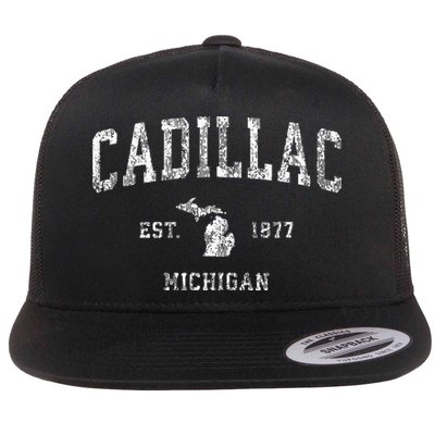 C.A.D.I.L.L.A.C Michigan Mi Vintage Athletic Sports Design Flatbill Hat