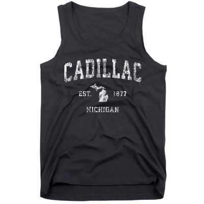 C.A.D.I.L.L.A.C Michigan Mi Vintage Athletic Sports Design Tank Top
