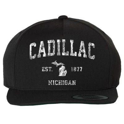 C.A.D.I.L.L.A.C Michigan Mi Vintage Athletic Sports Design Wool Snapback Cap