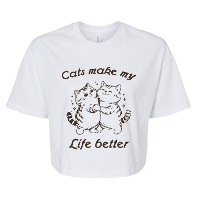 Cats Make My Life Better Cute Dancing Cats Vintage Bella+Canvas Jersey Crop Tee