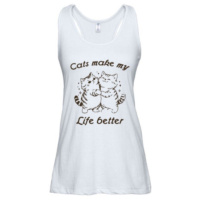 Cats Make My Life Better Cute Dancing Cats Vintage Ladies Essential Flowy Tank