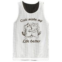 Cats Make My Life Better Cute Dancing Cats Vintage Mesh Reversible Basketball Jersey Tank