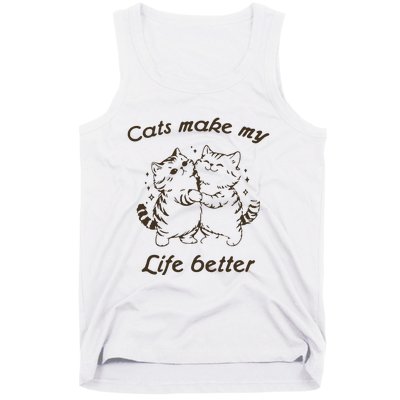 Cats Make My Life Better Cute Dancing Cats Vintage Tank Top