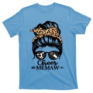 Cheer Memaw Messy Bun Hair Funny Cheerleader Memaw Gift T-Shirt