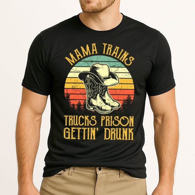 Country Music Mama Trains Trucks Prison Getting Drunk Cooling Performance Crew T-Shirt