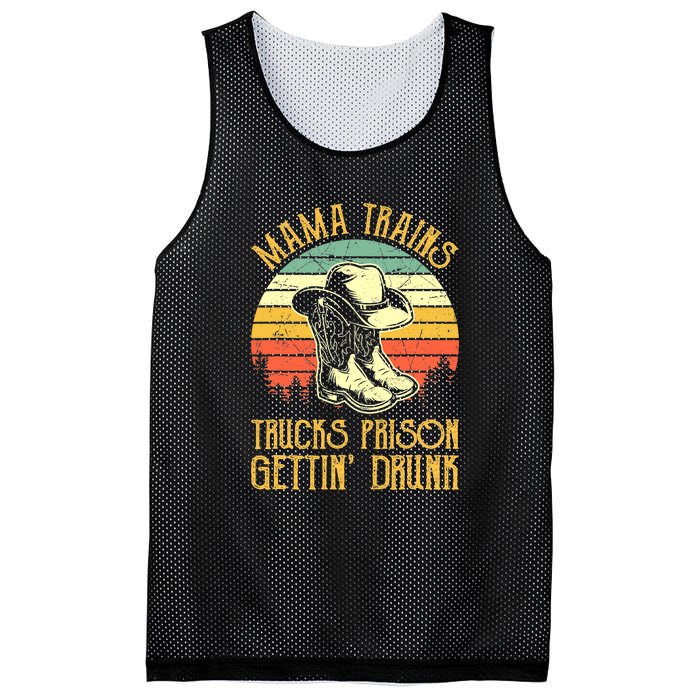 Country Music Mama Trains Trucks Prison Getting Drunk Mesh Reversible Basketball Jersey Tank