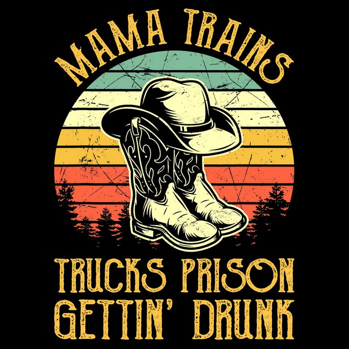 Country Music Mama Trains Trucks Prison Getting Drunk Women's Crop Top Tee