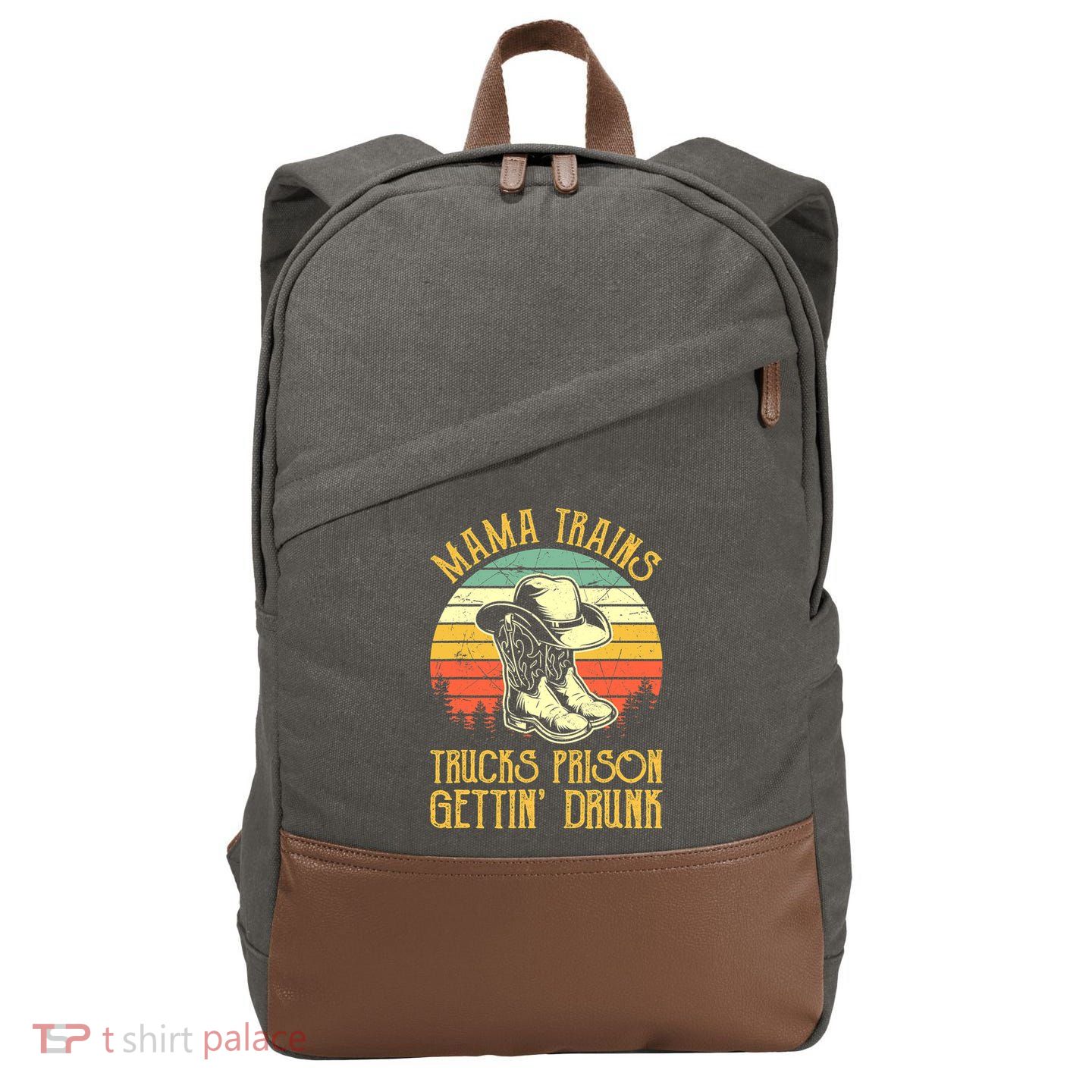 Country Music Mama Trains Trucks Prison Getting Drunk Cotton Canvas Backpack