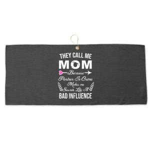 Call Me Mom Partner In Crime Sounds Like A Bad Influence Large Microfiber Waffle Golf Towel