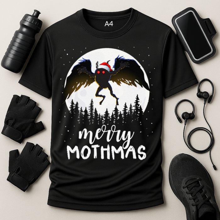 Christmas Mothman Merry Mothmas Creepy Folklore Cryptid Xmas Cooling Performance Crew T-Shirt