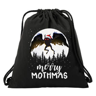 Christmas Mothman Merry Mothmas Creepy Folklore Cryptid Xmas Drawstring Bag