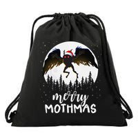 Christmas Mothman Merry Mothmas Creepy Folklore Cryptid Xmas Drawstring Bag