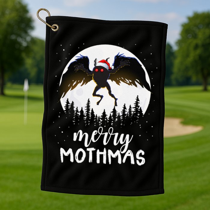 Christmas Mothman Merry Mothmas Creepy Folklore Cryptid Xmas Golf Towel