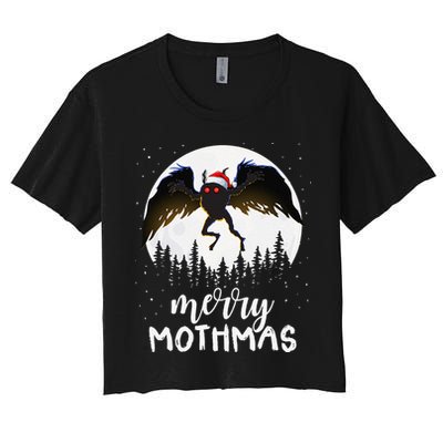 Christmas Mothman Merry Mothmas Creepy Folklore Cryptid Xmas Crop Top
