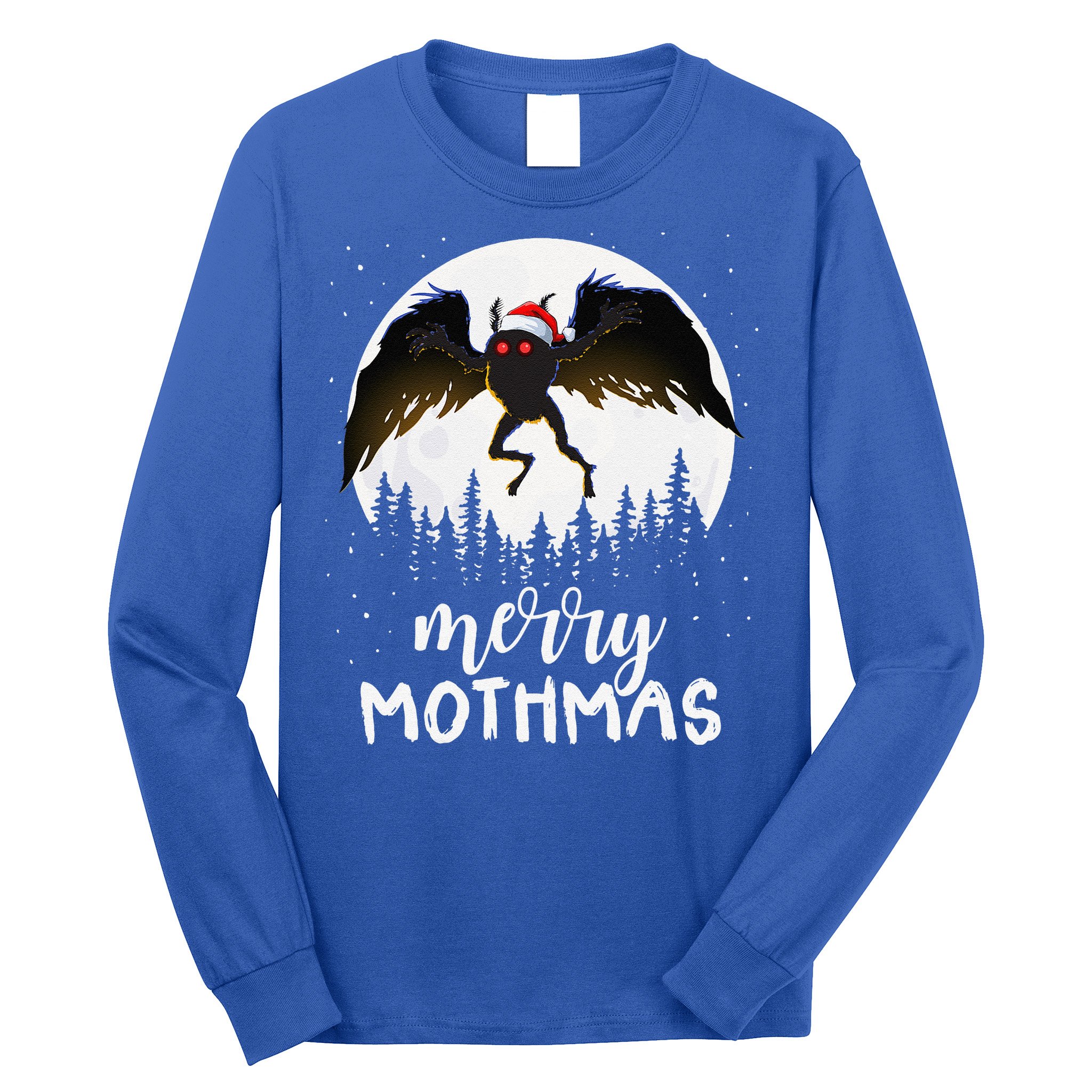 Christmas Mothman Merry Mothmas Creepy Folklore Cryptid Xmas Long Sleeve Shirt