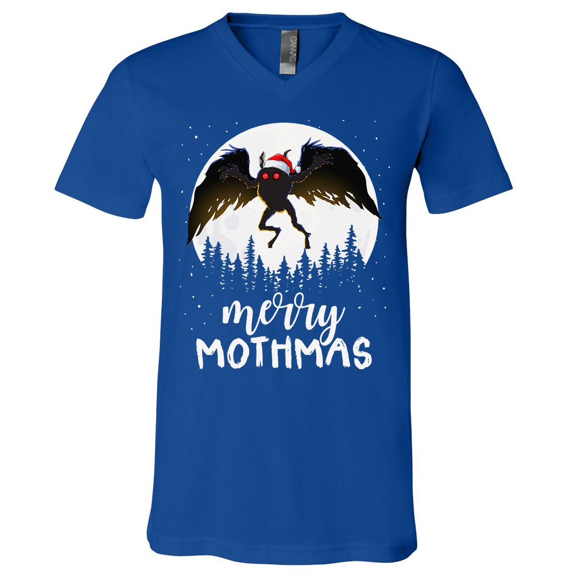 Christmas Mothman Merry Mothmas Creepy Folklore Cryptid Xmas V-Neck T-Shirt