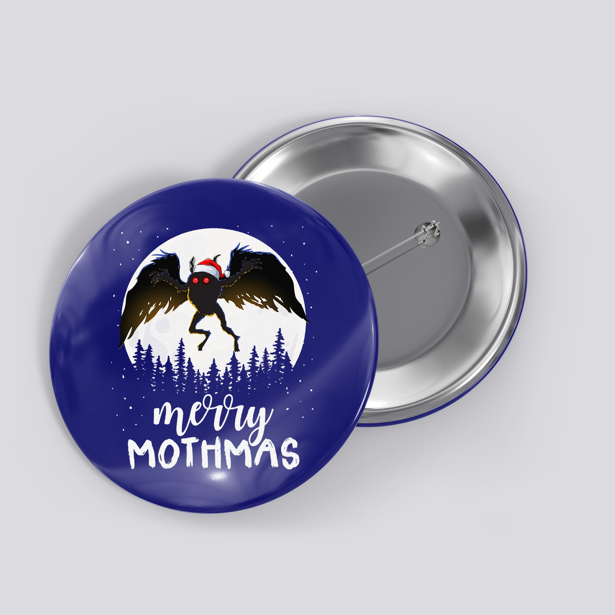 Christmas Mothman Merry Mothmas Creepy Folklore Cryptid Xmas Button