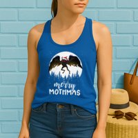 Christmas Mothman Merry Mothmas Creepy Folklore Cryptid Xmas Womens Tank Top